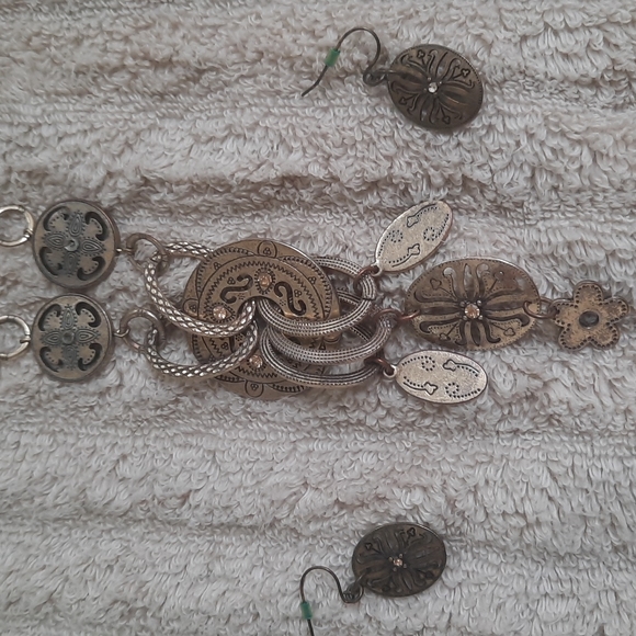 Brasstone bangle necklace and earings - Picture 2 of 4